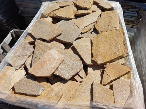 Плитняк златолит жёлтый золотистый для отмостки купить в Жуковском