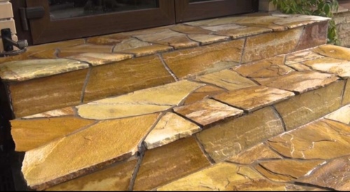 Плитняк златолит жёлтый золотистый для отмостки купить в Жуковском